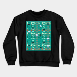 Winter bear pattern in green Crewneck Sweatshirt